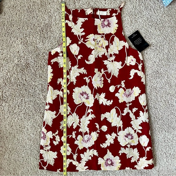 Posse Jordan Mini Dress in Red Mila Floral Linen - Sleeveless Boatneck - Picture 2 of 7